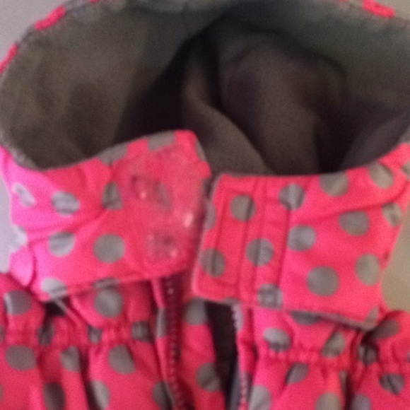 CARTER’S Puffy Polka Dot Coat 12mo Pink/Grey Final - Picture 8 of 8